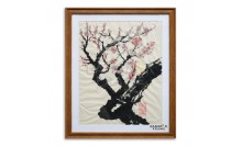 กรอบรูป-ตัวอักษรจีน-ภาพสไตล์จีนภาพวาดบนผ้ารูปต้นซากุระ